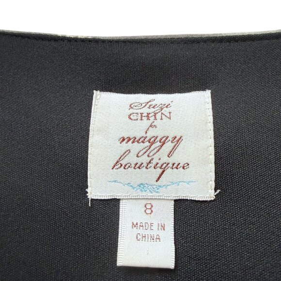 Suzi Chin For Maggie Boutique Stretch Dress Size 8 Dolman 3/4 Sleeve - Picture 5 of 7